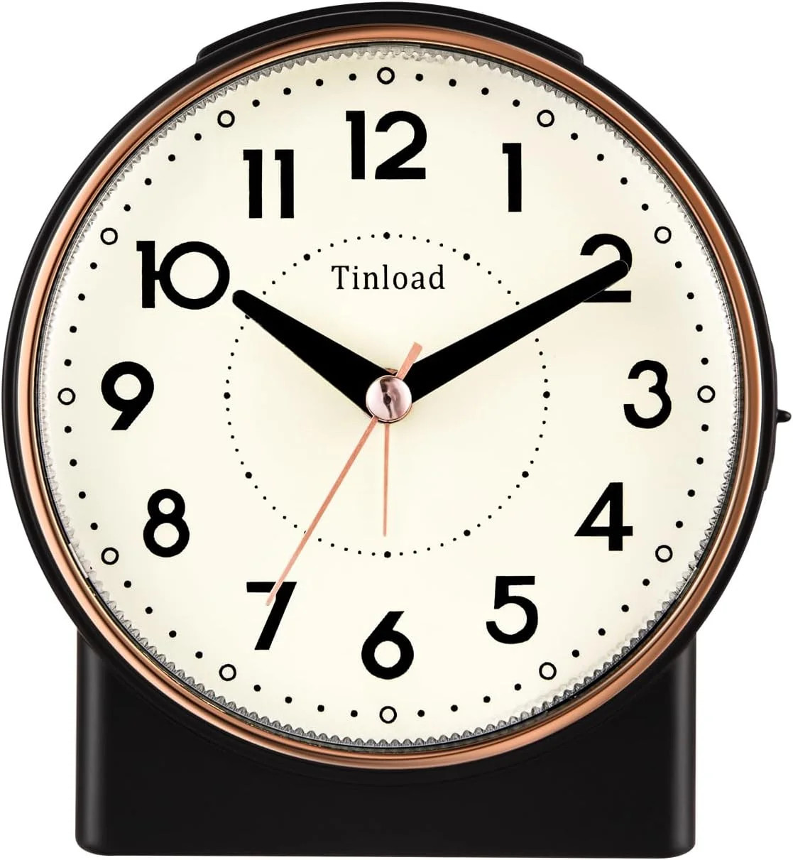 Tinload 4.3" Retro Analog Alarm Clock, Vintage Decor, No Ticking Silent, Easy to