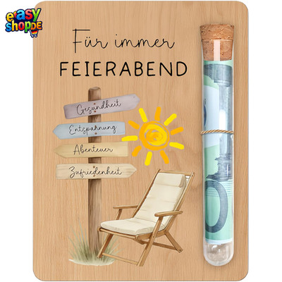 Ruhestand Geschenk Holz Geldgeschenk Reagenzglas Diy Deko Schild Kordel Abschied