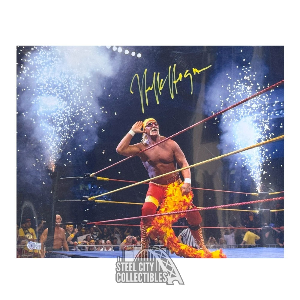 Hulk Hogan Autographed Signed 16x20 Photo - BAS COA (Yellow Ink) 