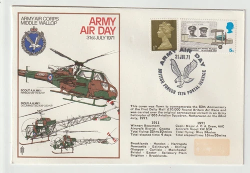 31/7/1971 UK GB Flown Cover - Army Air Corps Middle Wallop - SIOUX A.H. MK 1