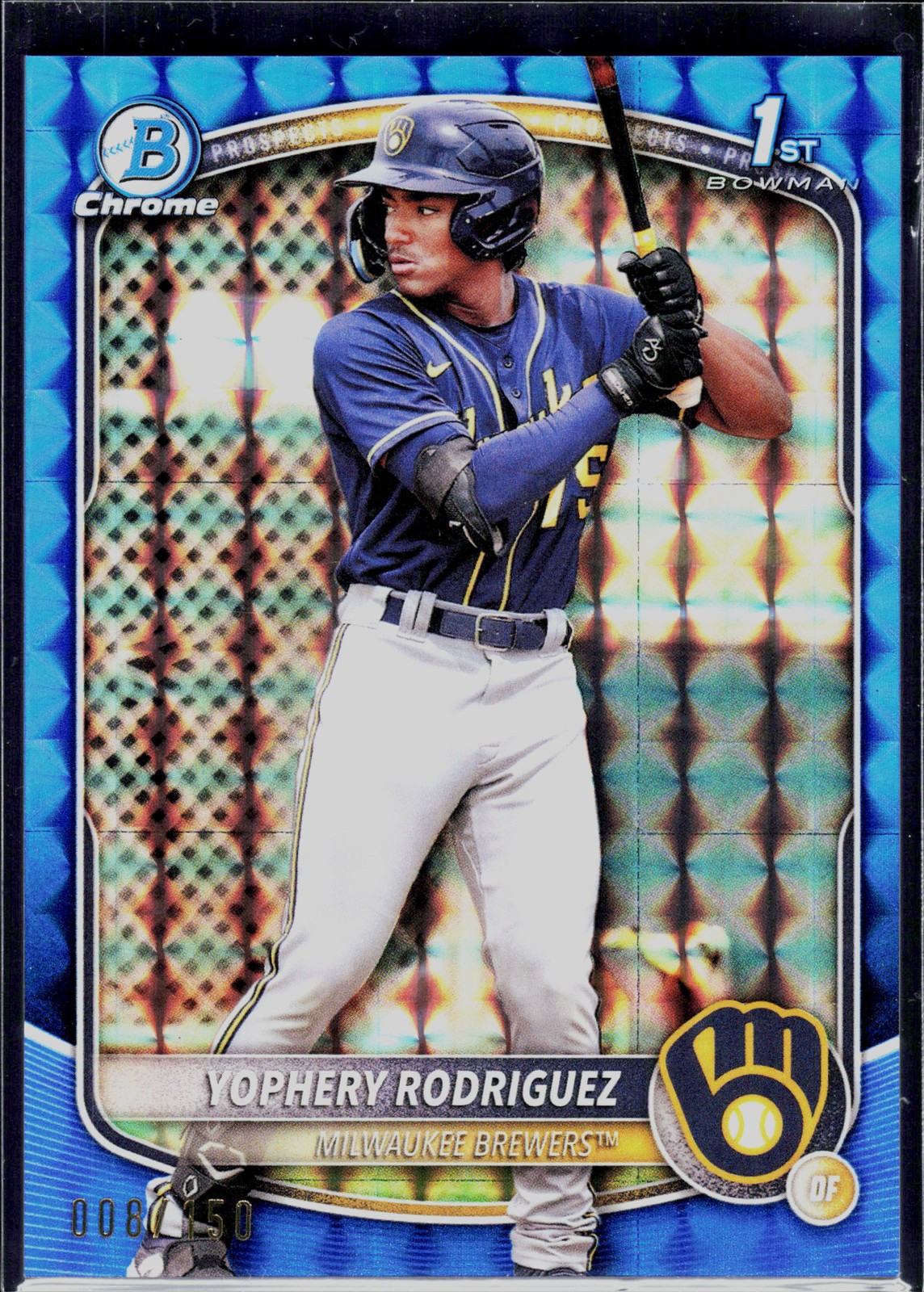 2025 Bowman #BCP-36 Yophery Rodriguez Chrome Prospects Blue Geometric /150