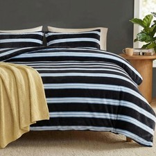 Striped Comforter Set Fluffy Fleece Queen Comforter Set Soft Warm Flannel Vel...