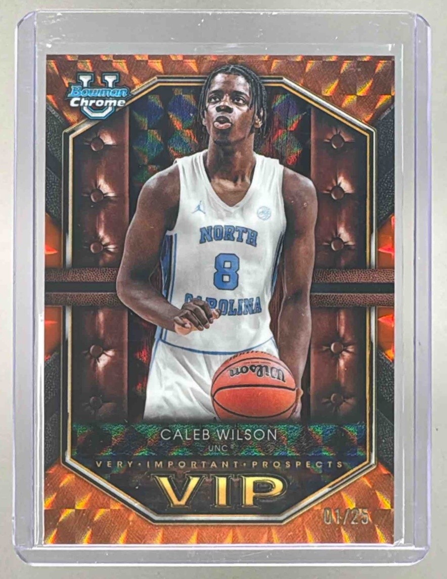 Caleb Wilson 2025 Bowman #VIP-9 Orange Geometric Refractor Chrome VIP RC 1/25