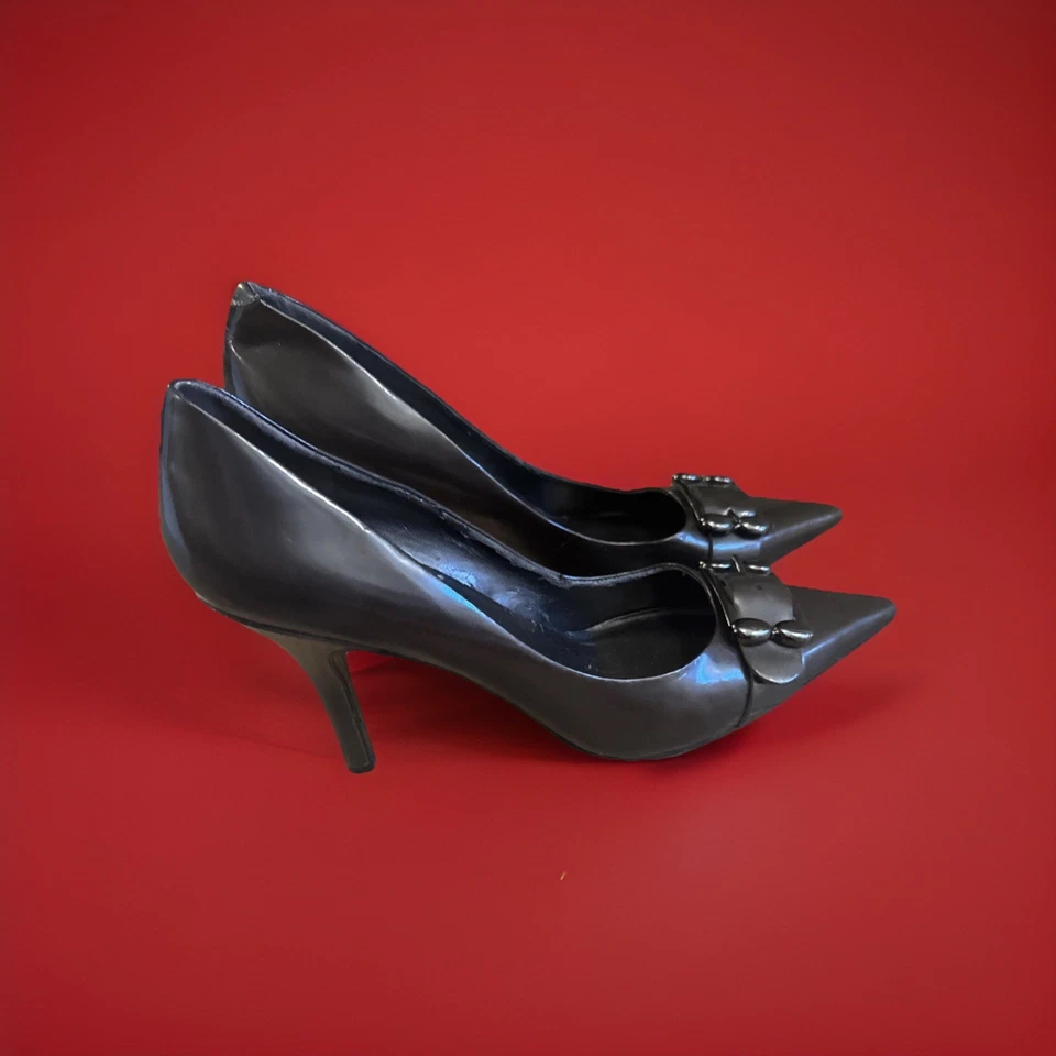 Tacones superiores Nine West Gun Metal Y2K Baddie Cuero 10 M Foto 2 de 4