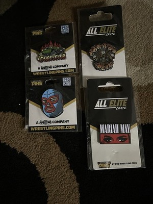 4 Pro Wrestling Crate Pins Lot Bundle Wwe See Njpw Ring Of Honor Wrestling