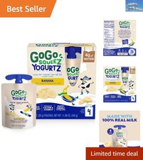 Pack of 4 yogurtZ Banana Pouches, No Fridge Needed, Gluten Free Kids Snacks