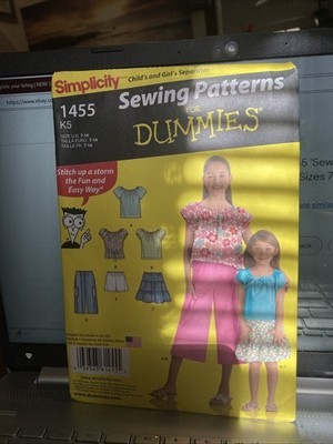 NEW! Simplicity Pattern 1455 'Sewing For Dummies' Girls Separates (Sizes 7-14 )