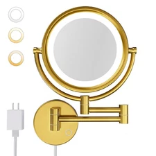 8.5" Plug-in Magnifying Makeup Mirror with 3 Tones Dimmable LED Lights Double...