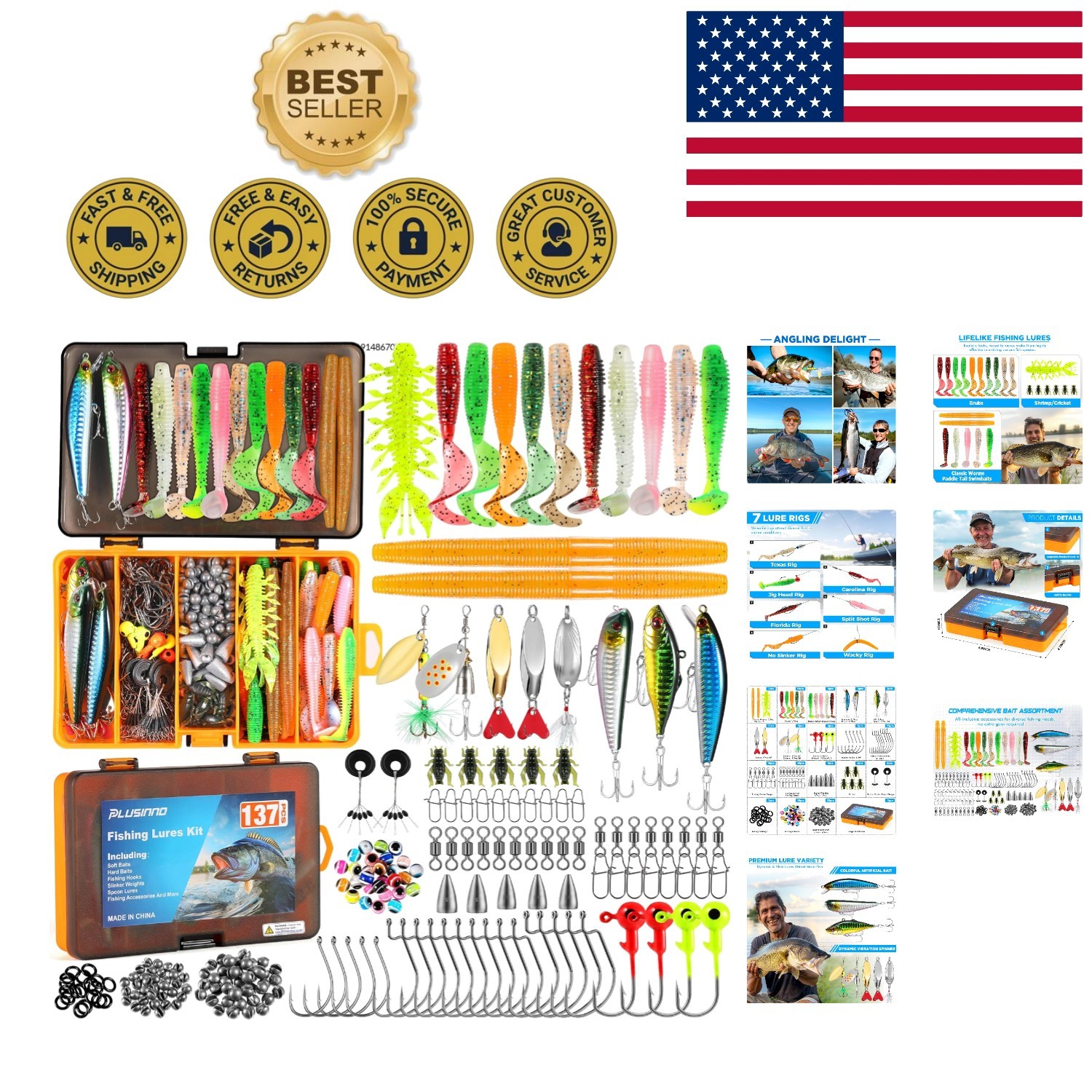 Comprehensive 137Pcs Tackle Box with Quality Fishing Lures &