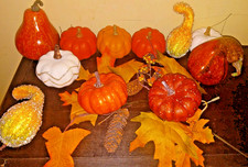 11 Pcs Assorted Fall Artificial Pumpkins Harvest Faux Pumpkins Rustic Farmhouse
