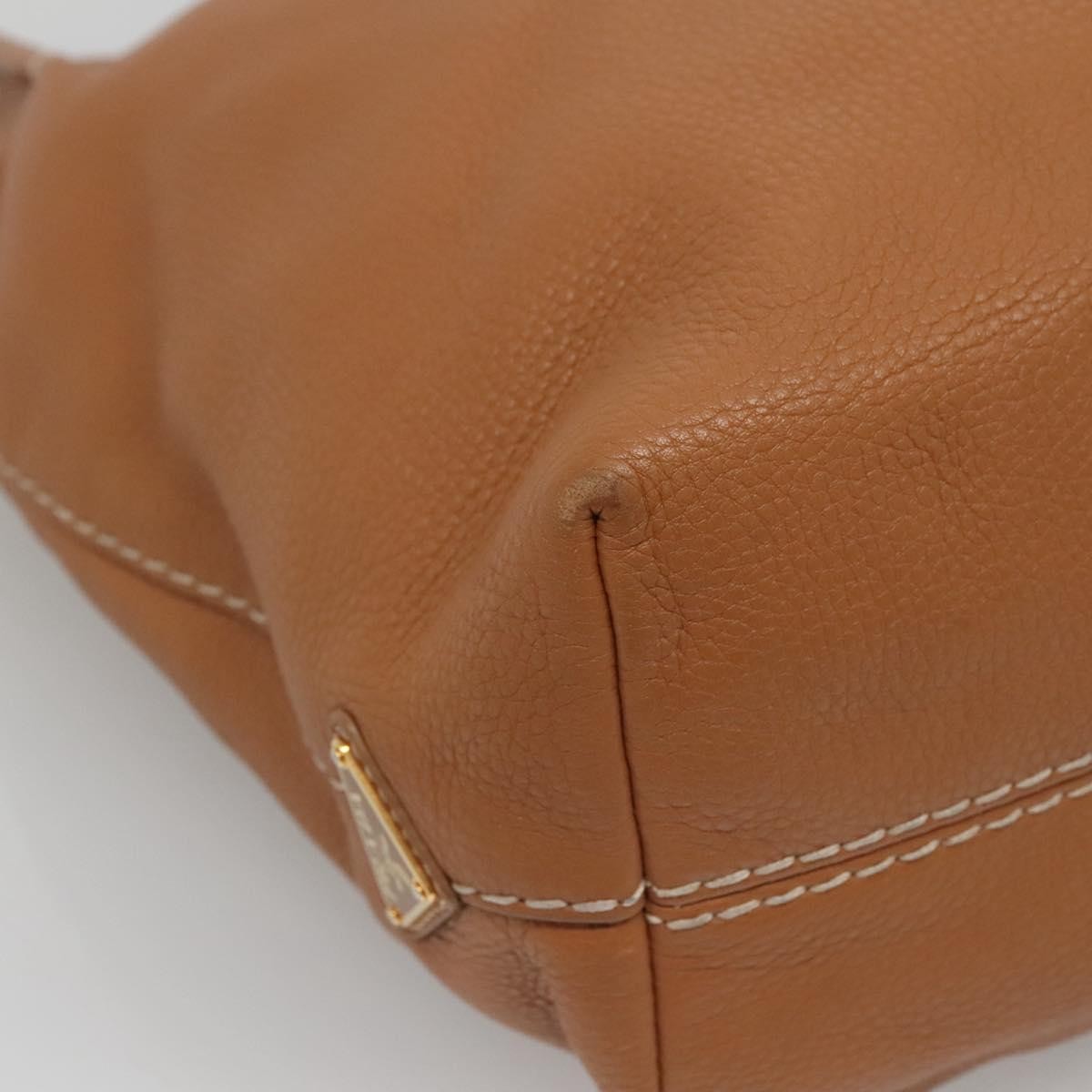 Prada Embossed Logo Convertible Open Tote Vitello Daino Brown Leather Tote Bag thumbnail 11