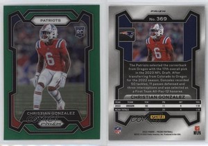 2023 Panini Prizm Rookies Green Prizm Christian Gonzalez #369 Rookie RC