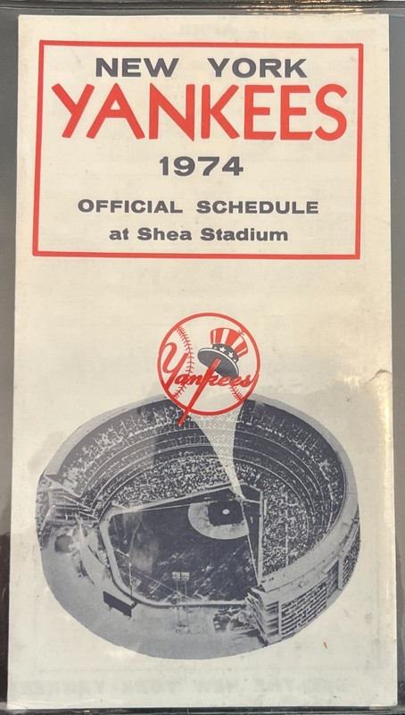 1974 New York Yankees Pocket Schedule / Schaefer Beer / Shea Stadium