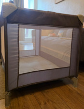 Baby Travel Cot Portable Playpen Folding Crib with Mesh Sides – Grey