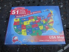 New - Melissa  Doug USA Map Floor Puzzle 51 Piece, 3 feet x 2 feet - Sealed