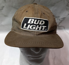 Bud Light Strapback Tan Hat Anheuser-Busch American Needle Wax Wear USA Made