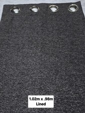 Silver Grey Textured Eyelet Curtain Panel Lined 102 x 98cm Modern Woven Fabric