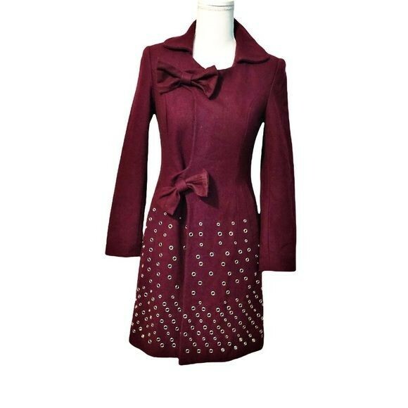 burgundy dress coat womens Burgundy Long Wool Coat Women C3693  YLISTYLE