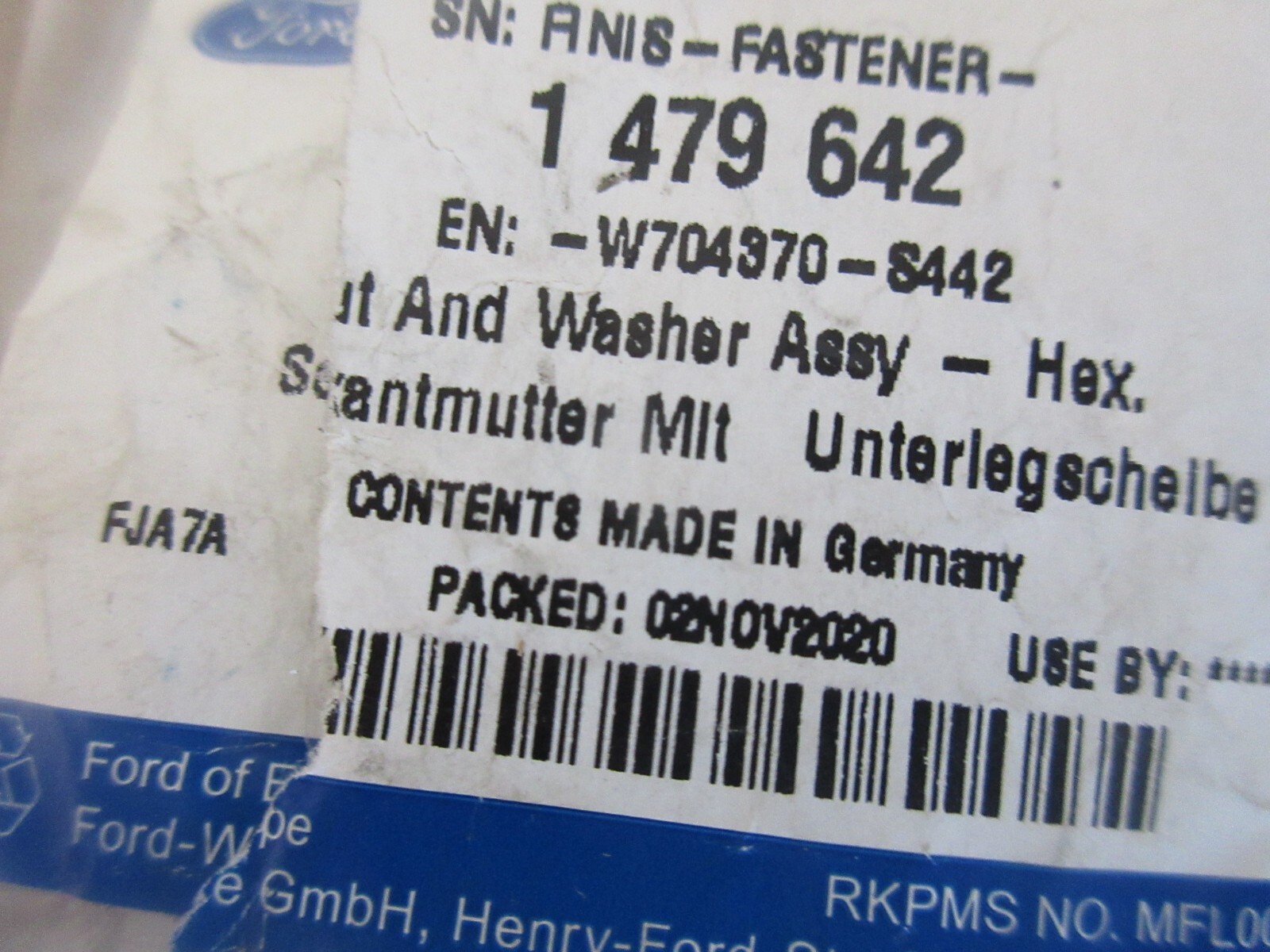 Genuine Ford Front Beam Nut And Washer W704370-S442 1479642 | eBay 