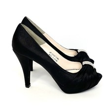 david bridal wedding dress 6 Black Satin Ultra High Heels Open Toe 