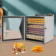 12-Trays Food Dehydrator Machine Stainless Steel Electric Food Fruit Dryer 800W