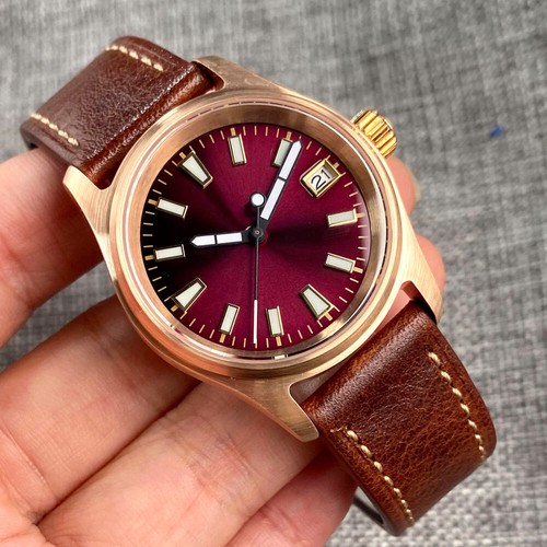 36mm Tandorio Purple Dial NH35A automatic mens watch CUSN8 solid Bronze case - Picture 7 of 7