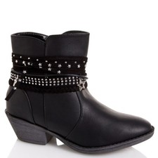 Girls Booties with Rhinestone Straps Size 6-7 by Famous Maker NWT