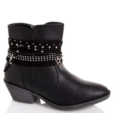 Girls Booties with Rhinestone Straps Size 6-7 by Famous Maker NWT