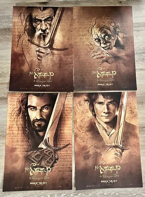 HOBBIT MOVIE POSTER ORIGINAL 13x20 Set of 4 IMAX Limited Edition Promo W/ticket