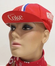 vintage COKE  1984 Olympic CYCLING Trials Spokane, WA Red CAP bicycle Hat • RARE