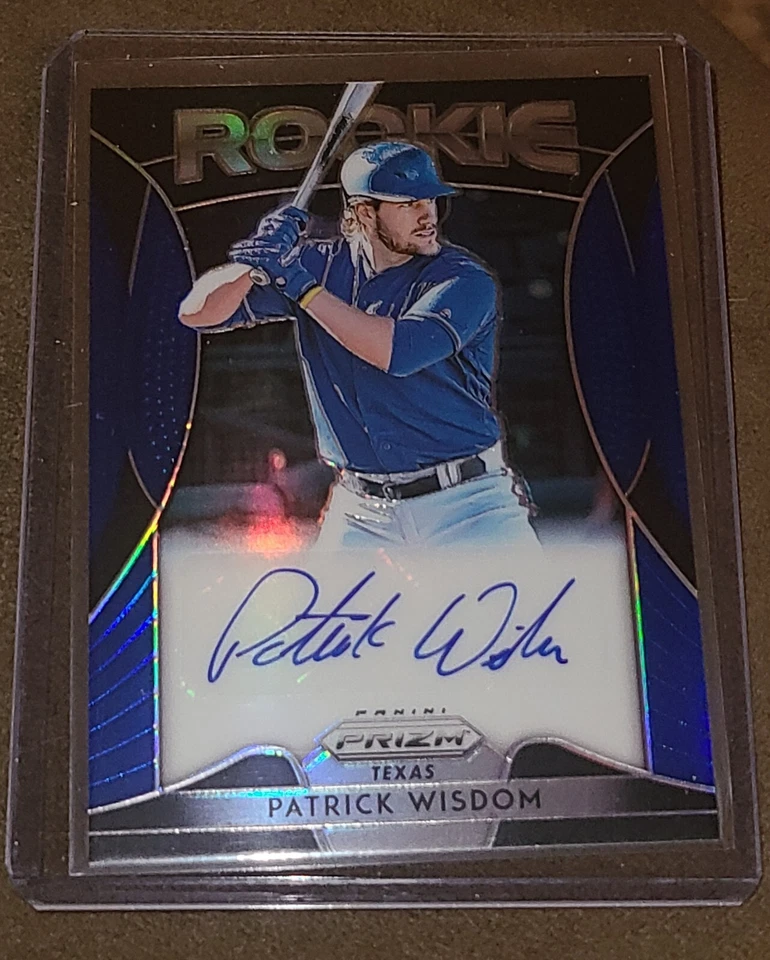 2019 Panini Prizm PATRICK WISDOM Auto Blue Wave Refractor RC Chi Cubs - Image 4 of 4