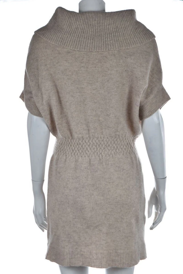 Vestido Suéter Ya Los Angeles Talla L Beige Gris Sobre la Rodilla Manga Corta Informal Foto 2 de 4