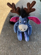 Disney Store Reindeer Eeyore Mini Bean Bag 9" Plush Vintage