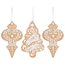 RAZ Imports 4.5" White Icing Gingerbread Christmas Tree Ornaments, Set of 3 A...