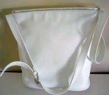 Vintage Saks Fifth Avenue White Leather, Adjustable Strap Bucket Bag, Nwot