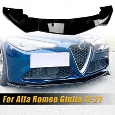 GLOSS BLACK FRONT BUMPER SPLITTER SPOILER LIP FIT 17-21 ALFA ROMEO GIULIA BASE