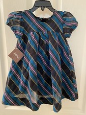 Tea Collection Plaid Silk Blend Dress and Bloomers Set Girls SZ 18-24 Months NWT