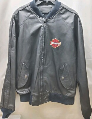 Harley Davidson Men's Leather Motorcycle Bomber Jacket Size