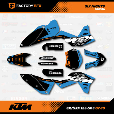 6 Nights Racing Graphics Kit fits KTM 07-10 Sxf SX 125 150 250 300 450 