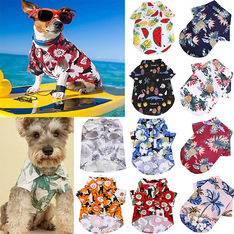 advies Handschrift bespotten Hawaii Pet Clothes Summer T-shirt Dog Cat Chihuahua Beach Short Sleeve Tops  #UK | eBay