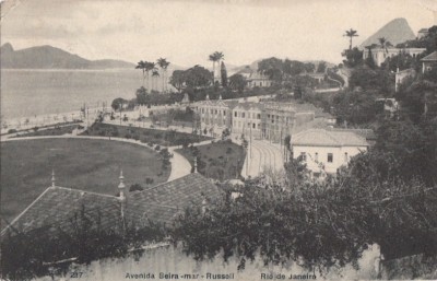 Postcard Avenida Beira mar Russell Rio de Janeiro Brazil + Stamp 