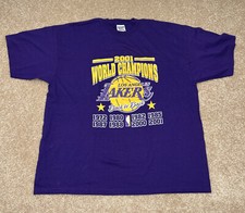 Vintage Y2K 2001 Los Angeles Lakers Back 2 Back NBA Champion Shirt Men 2XL Kobe