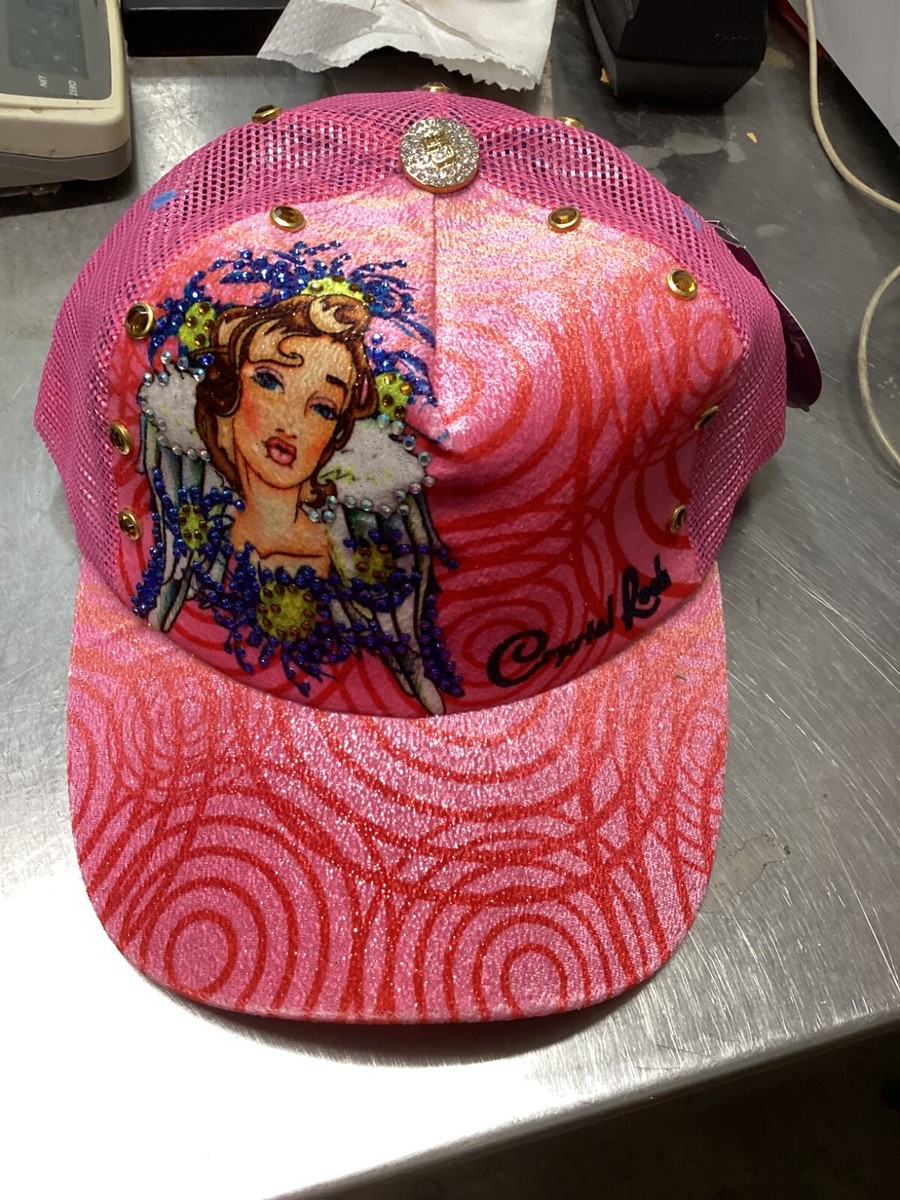 NWT Hot! KISS Rock & Roll Handmade Vintage Look Crystal Bling Ball Cap Wholesale Rhinestone Caps for Women with KISS Design main image 3