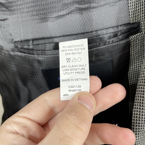 Andrew Fezza Sport Coat Blazer Mens 46R Gray Micro Check Textured - Picture 9 of 10