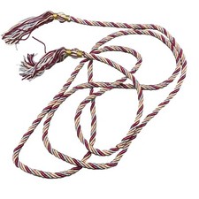 NOS 7' 92" Multicolor Braided Rope Trim with Tassels Christmas Gold Pastels