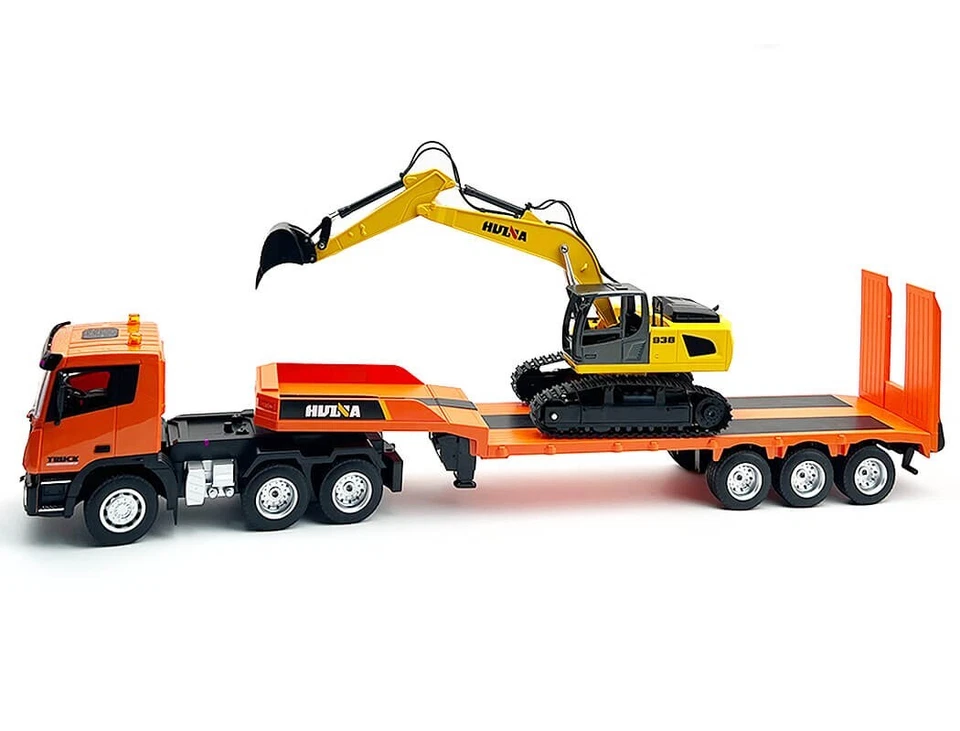 Huina 1319 Set Camion Pianale Ribassato + Escavatore Radiocomandati Scala 1:24 - Immagine 2 di 4