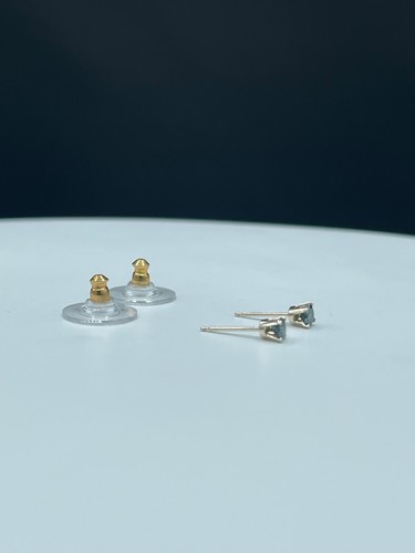 Ohrstecker 0,32 Karat natürlicher blauer Diamant 14 Karat Weißgold - Bild 4 von 6