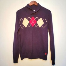 IZOD Boys Blue Shawl Collar Argyle Pullover Sweater Size XL 18/20