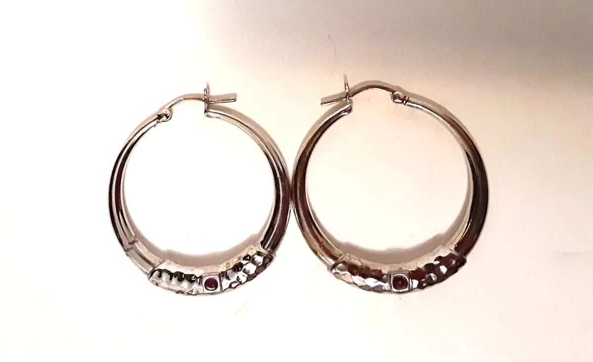 Elle Sterling Silver and Ruby Earrings eBay