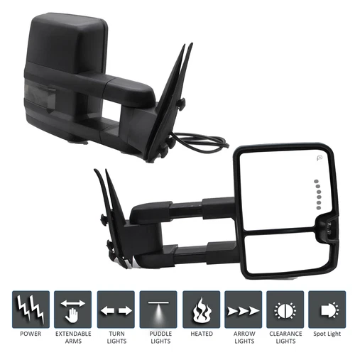 Tow Mirrors For 03-06 Chevy Silverado 1500 2500 Power Heated LED Turn Signal